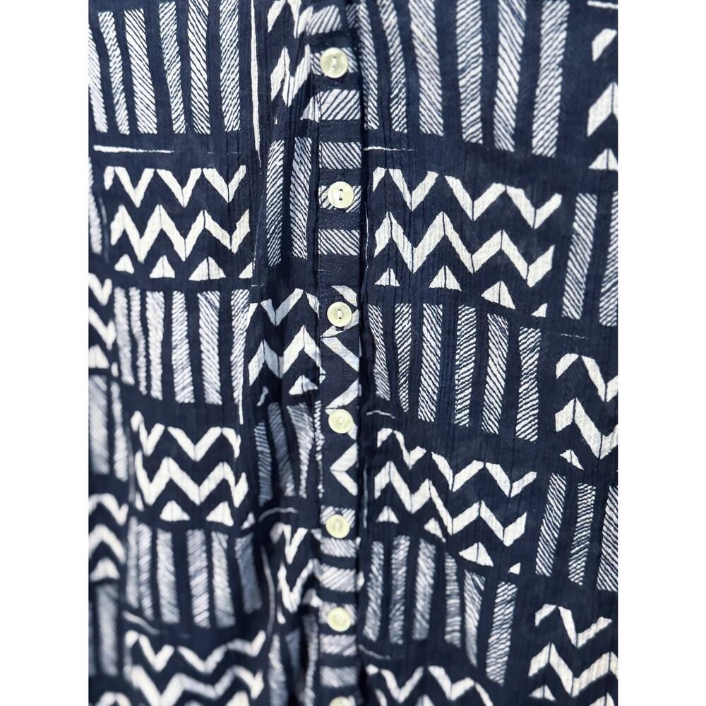 Lucky Brand John Robshaw Navy Print Cotton Top 2X